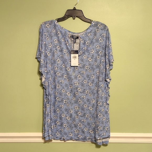 Chaps Tops - NEW Chaps Plus-Size Floral Ruffle Sleeve Blouse